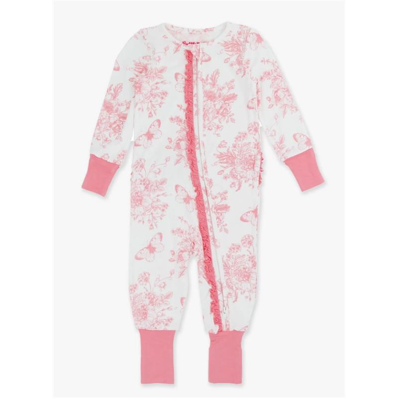 Rufflebutts - Ruffle One Piece Convertible Pajamas, Bubblegum Pink Image 2