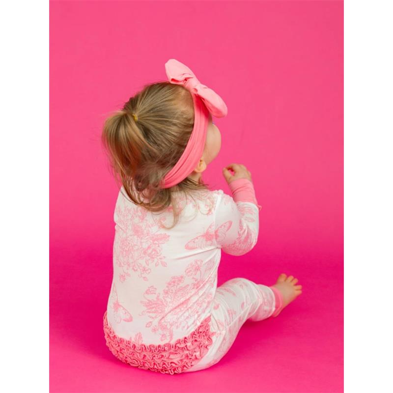 Rufflebutts - Ruffle One Piece Convertible Pajamas, Bubblegum Pink Image 3