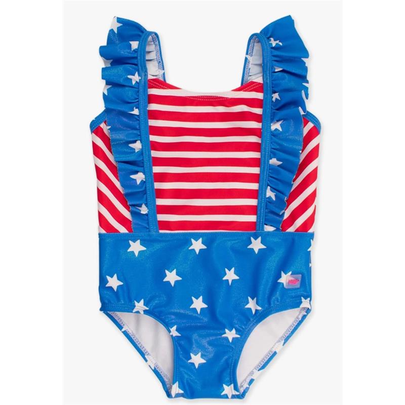 Rufflebutts - Shimmer Stars & Stripes Pinafore One Piece Image 2