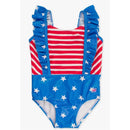 Rufflebutts - Shimmer Stars & Stripes Pinafore One Piece Image 2