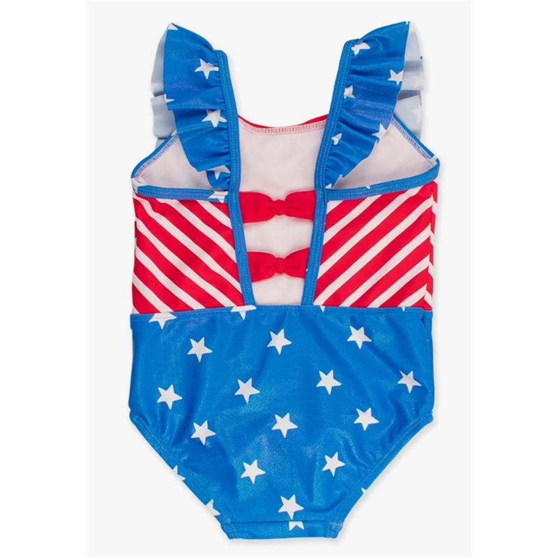 Rufflebutts - Shimmer Stars & Stripes Pinafore One Piece Image 3