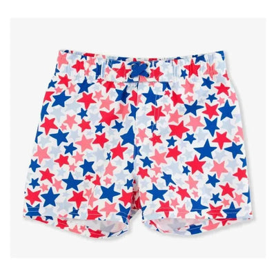 Rufflebutts - Star-Spangled Swim Trunks White With Stars Image 1