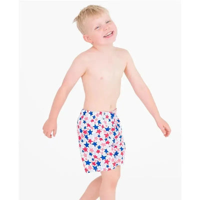 Rufflebutts - Star-Spangled Swim Trunks White With Stars Image 2