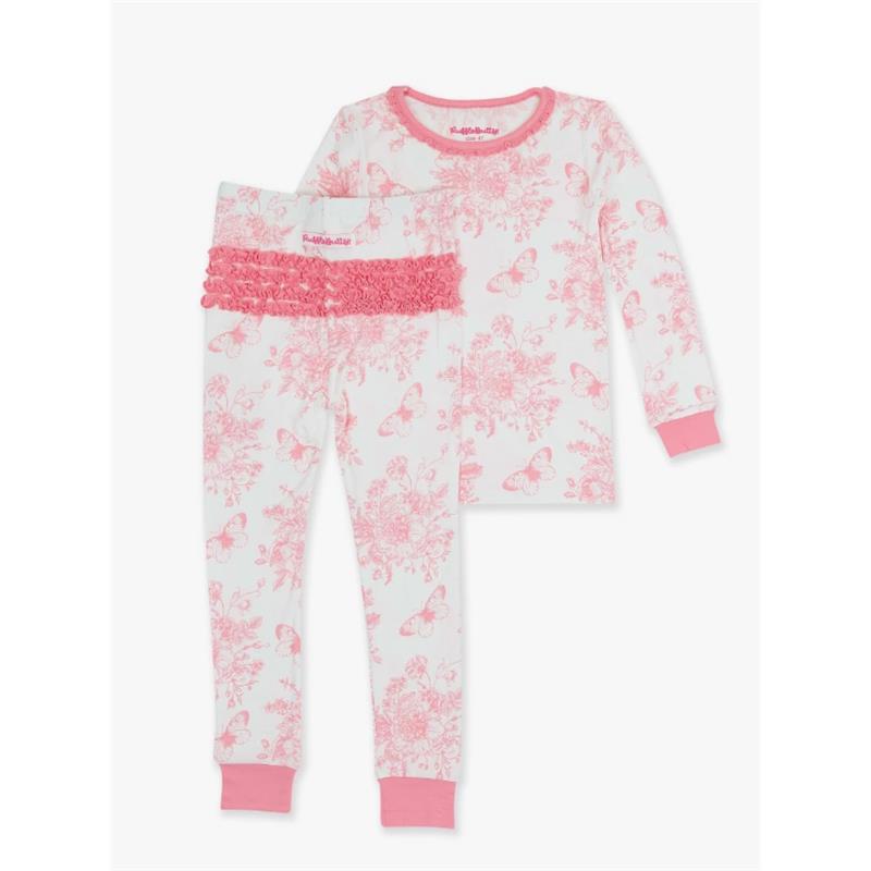 Rufflebutts - Toddler Ruffle Long Sleeve Pajama Set, Bubblegum Pink Image 2