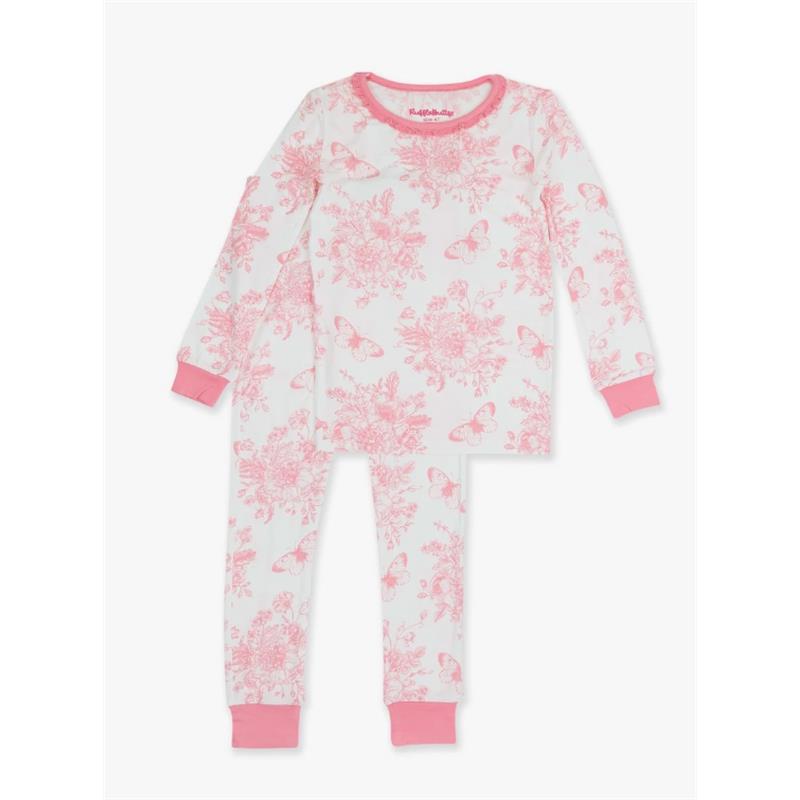 Rufflebutts - Toddler Ruffle Long Sleeve Pajama Set, Bubblegum Pink Image 3