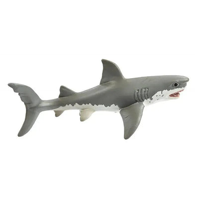 Great White Shark toy model with realistic detailing, featuring a gray body and distinct white underbelly.