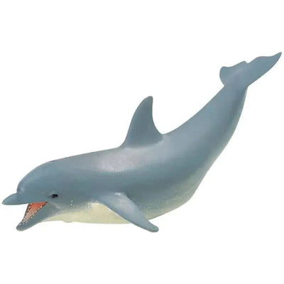 Dolphin toy from Safari Ltd Wild Safari Sea Life, featuring a detailed gray body and open mouth.