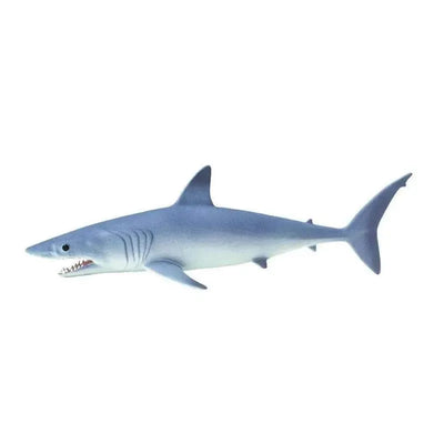 Mako shark toy figurine by Safari Ltd, featuring realistic details and a sleek blue-gray body.