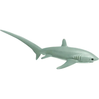 Thresher shark figurine from Safari Ltd, featuring a sleek design with a long tail and detailed features.