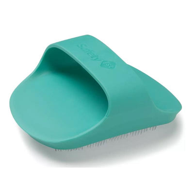 Soothing Scrub Wet Brush in teal color with soft bristles for gentle cleaning and massaging purposes.