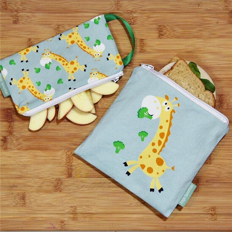 Sage Spoonfuls Reusable Sandwich and Snack Bag Snackie and Munchie Set, Giraffe Image 5