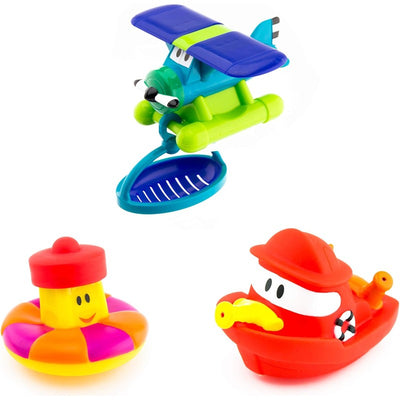 Sassy Harbor Town Rescue Set featuring a colorful airplane, a playful lifebuoy, and a red rescue boat.