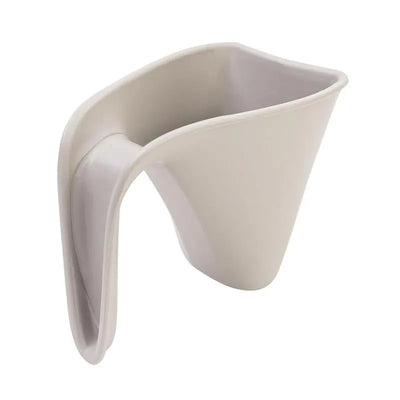 Bath rinse jug in taupe color with a curved handle, designed for easy pouring during bath time.