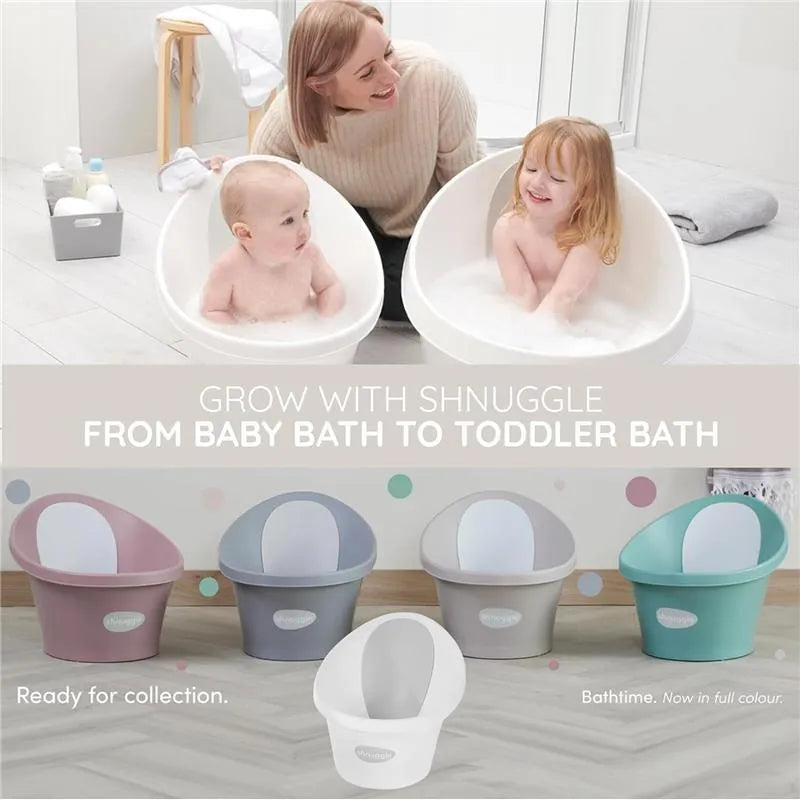 Shnuggle - Newborn Baby Bath With Plug, Pebble Grey Image 5