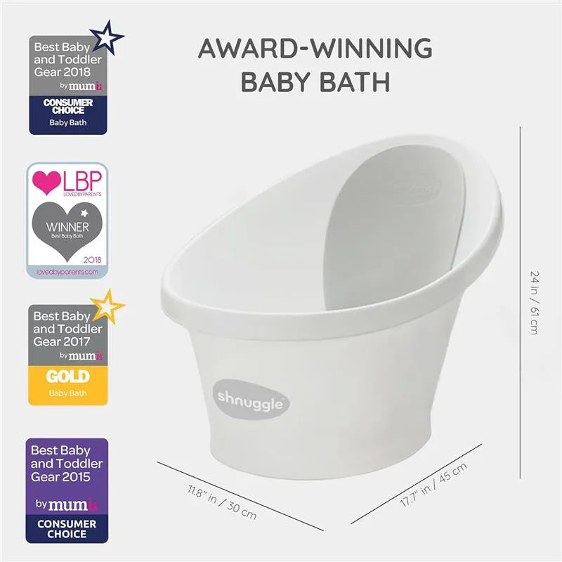 Shnuggle - Newborn Baby Bath With Plug, Pebble Grey Image 8