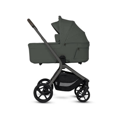Silver Cross Breez Overnight Approved Folding Bassinet in pewter, with a grey fabric body and a folding design.