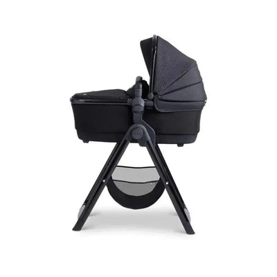Silver Cross Coast/Wave bassinet stand in black, featuring a sleek design and sturdy frame for secure support.