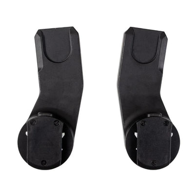 Universal car seat adaptors for Silver Cross Dune and Reef strollers, featuring a sturdy black design.
