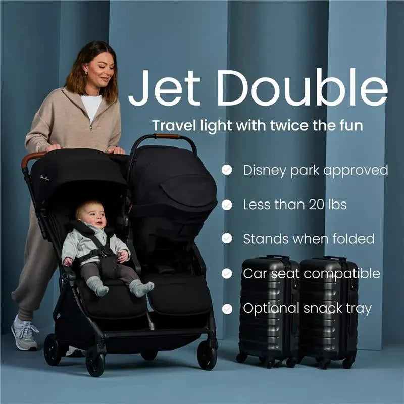 Silver Cross - Jet Lightweight Double Stroller Black
