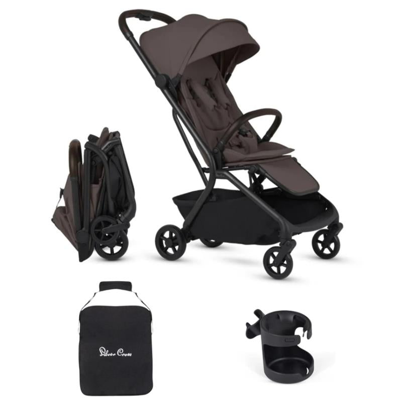 Silver Cross Nia Compact Stroller Travel Bundle - Chocolate