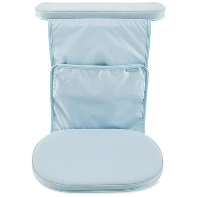 Cushioned Skip Hop Baby Bath elbow saver and kneeler pad set in light blue, featuring a padded seat and storage pocket.