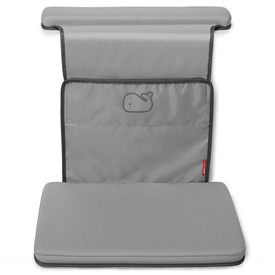 Grey Skip Hop Baby Bath Moby All-In-One Elbow Saver & Kneeler with whale logo, designed for comfort during bath time.