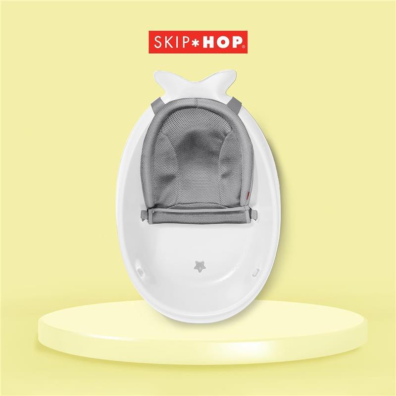 Skip Hop - Baby Bath Tub, 3-Stage Smart Sling Tub, Moby, White & Moby Baby Bath Essential Set, Grey  Image 7