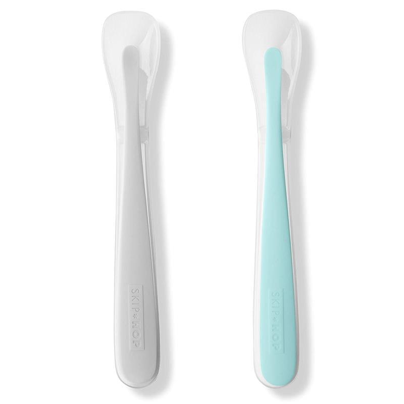Skip Hop Easy Feed Two Spoon Set, Grey & Soft Teal Image 1