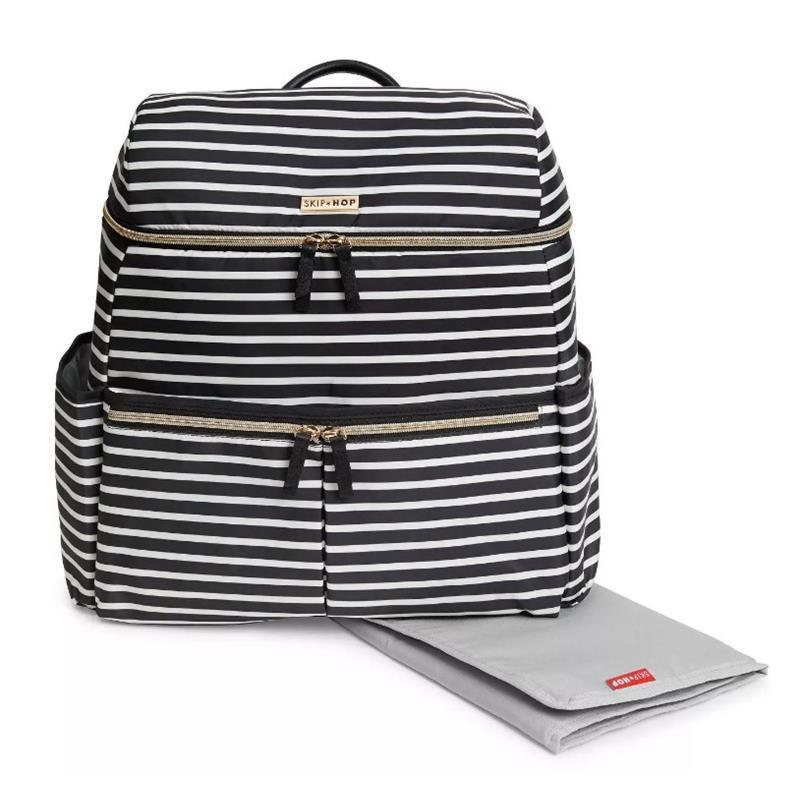 Skip Hop - Flatiron Diaper Backpack, Black And White Stripe Image 2