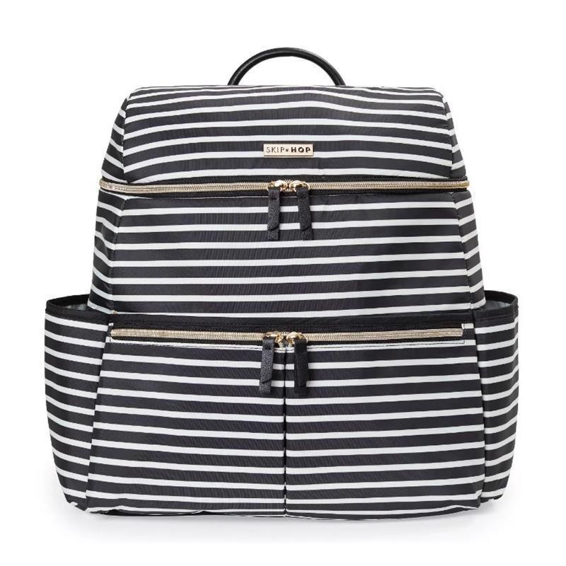 Skip Hop - Flatiron Diaper Backpack, Black And White Stripe Image 1