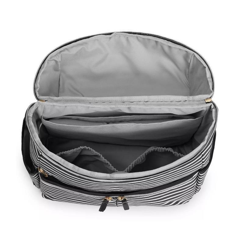 Skip Hop - Flatiron Diaper Backpack, Black And White Stripe Image 7