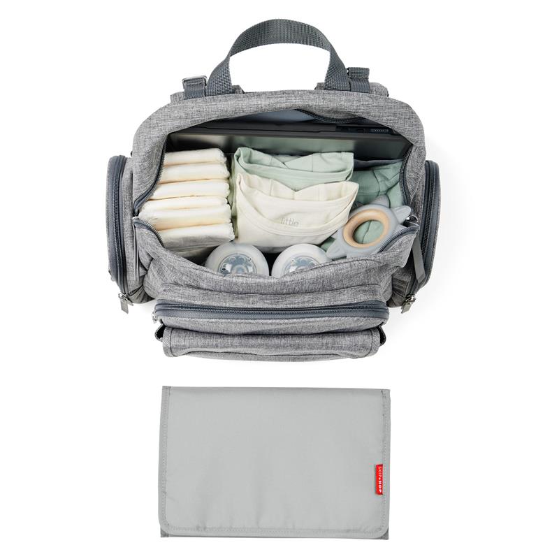 Skip Hop Luna Diaper Bag Backpack with Portable Changing Pad, Heather Grey Image 2