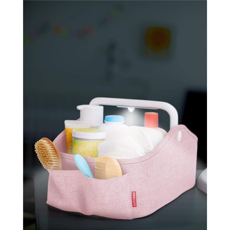 Skip Hop Nursery Style Light Up Diaper Caddy Organizer - Pink Heather Image 8