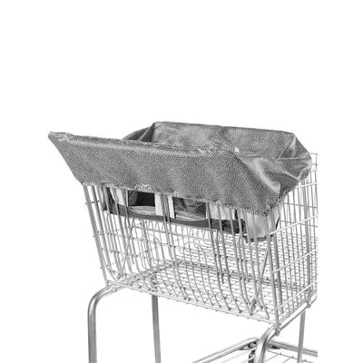 Shopping cart cover by Skip Hop, featuring a swirl dot pattern, designed to provide hygiene and comfort for children.