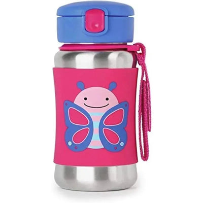 Skip Hop - Zoo Stainless Steel Straw Bottle, Butterfly Image 1