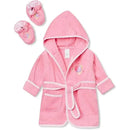 Spasilk - 100% Cotton Hooded Terry Bathrobe with Booties Baby One Size Gifts, Pink Fish Image 1