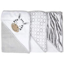 Spasilk - 3 Hooded Towel Set, Grey Zebra Image 1