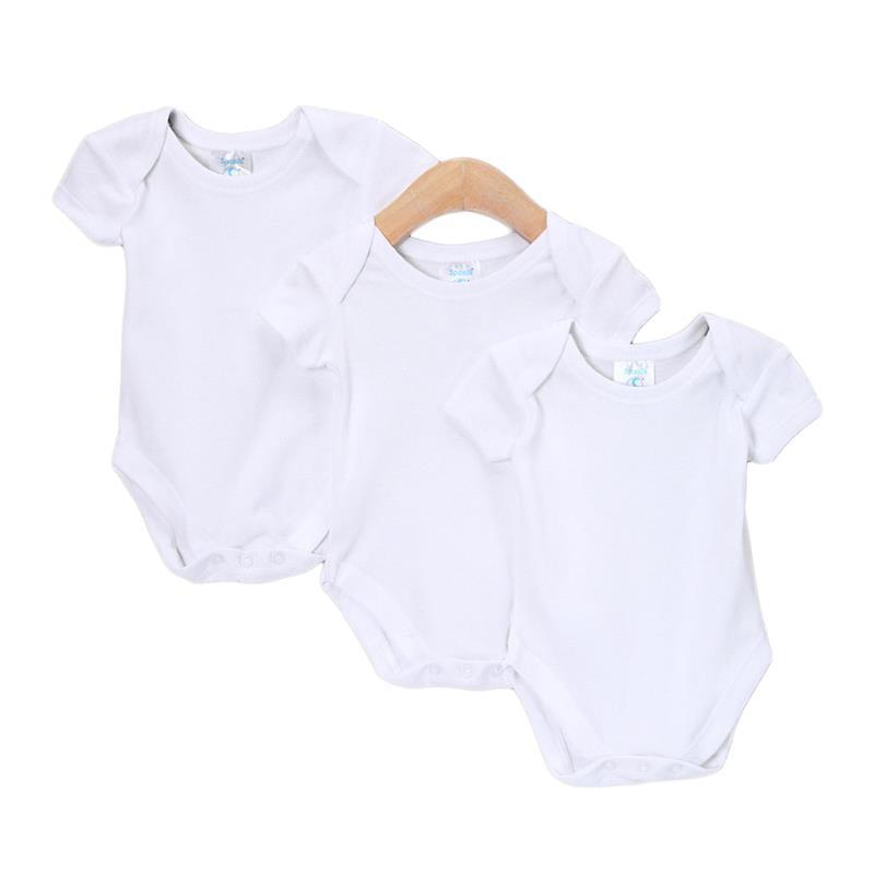 Spasilk 3-Pack Short Sleeve Bodysuits, White Image 1