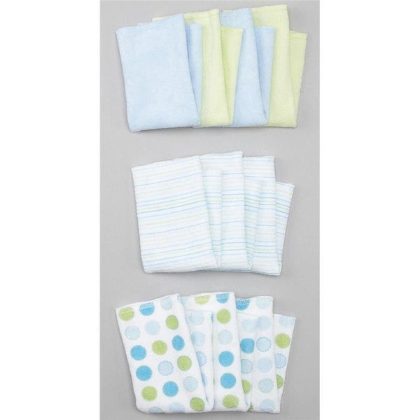 Spasilk 10 Pack Washcloths, Yellow/Green Dots