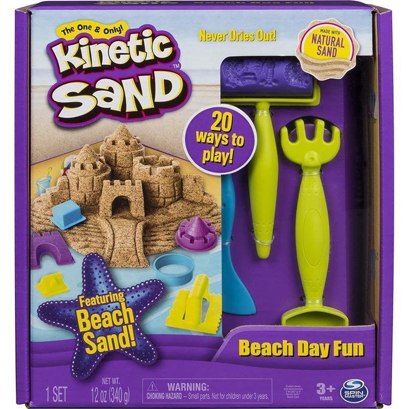 Spin Master - Kinetic Sand, Beach Day Fun Playset with Castle Molds, Tools, and 12 oz. of Kinetic Sand Image 1