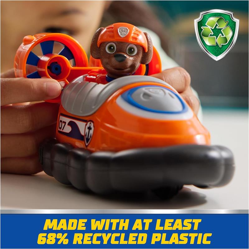 Spin Master - Paw Patrol Toy Car with Collectible Action Figure, Sustainably Minded, Zuma Image 4