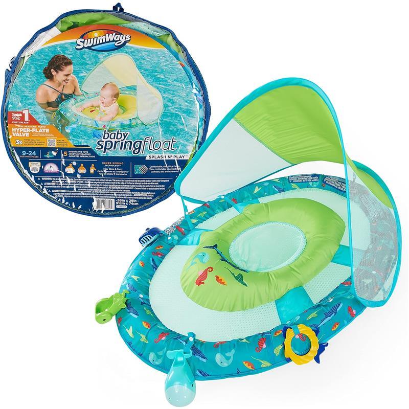 Spin Master - SwimWays Baby Spring Float Splash N Play, UPF Protection, Kids 9-24 Months Image 1