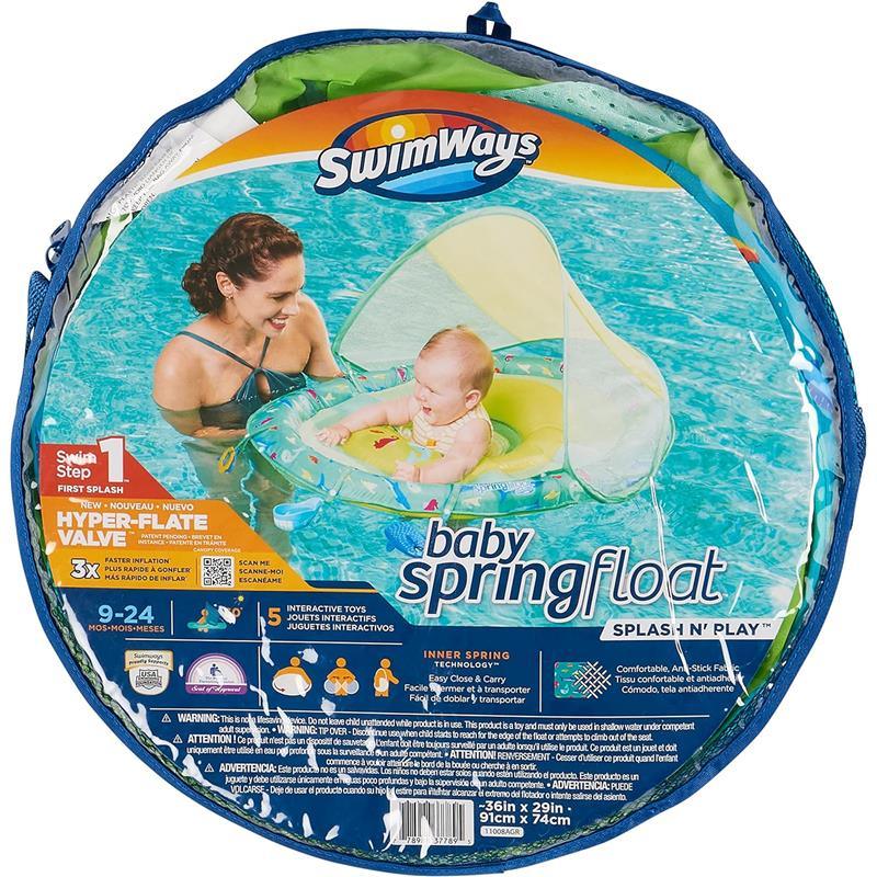 Spin Master - SwimWays Baby Spring Float Splash N Play, UPF Protection, Kids 9-24 Months Image 7