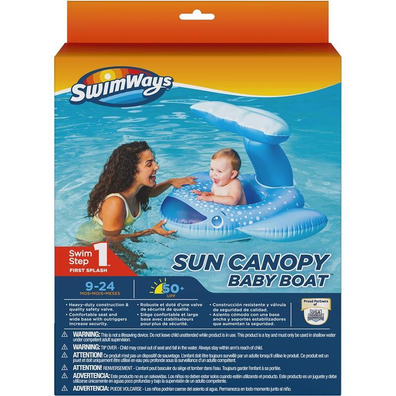 Spin Master - Swimways Sun Canopy Baby Boat, Toys for Kids Aged 9-24 Months, Whale Image 4