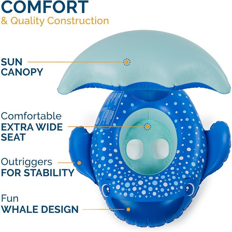 Spin Master - Swimways Sun Canopy Baby Boat, Toys for Kids Aged 9-24 Months, Whale Image 5