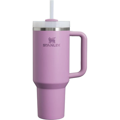 Stanley The Quencher H2.0 FlowState Tumbler, 40 oz capacity, in lilac with a straw and a metal lid.