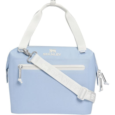 Stanley The All-Day Julienne Mini Cooler in Blue Dream Stone, featuring a white strap and zipper detail.