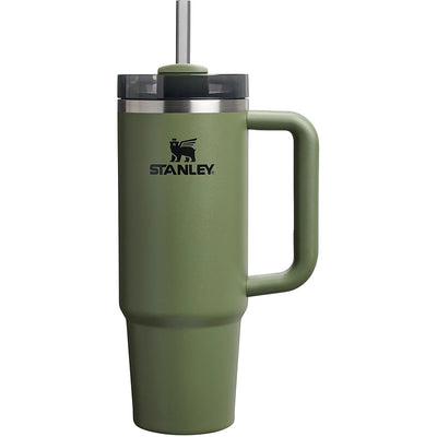 30 oz Stanley The Quencher H2.0 FlowState™ tumbler in Dried Pine color with a straw and ergonomic handle.