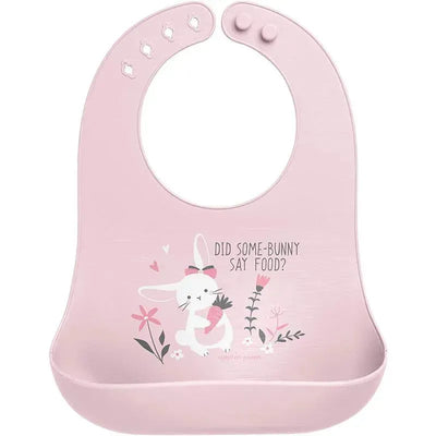 Stephen Joseph 100% Silicone Bibs For Baby Girl, Bunny Image 1