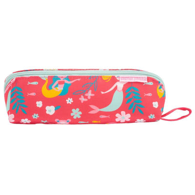 Pencil pouch featuring a vibrant mermaid and ocean-themed design, with a zipper closure and carry handle.